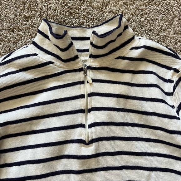 L.L. Bean quarter zip stripe classic top petite small - Picture 3 of 8